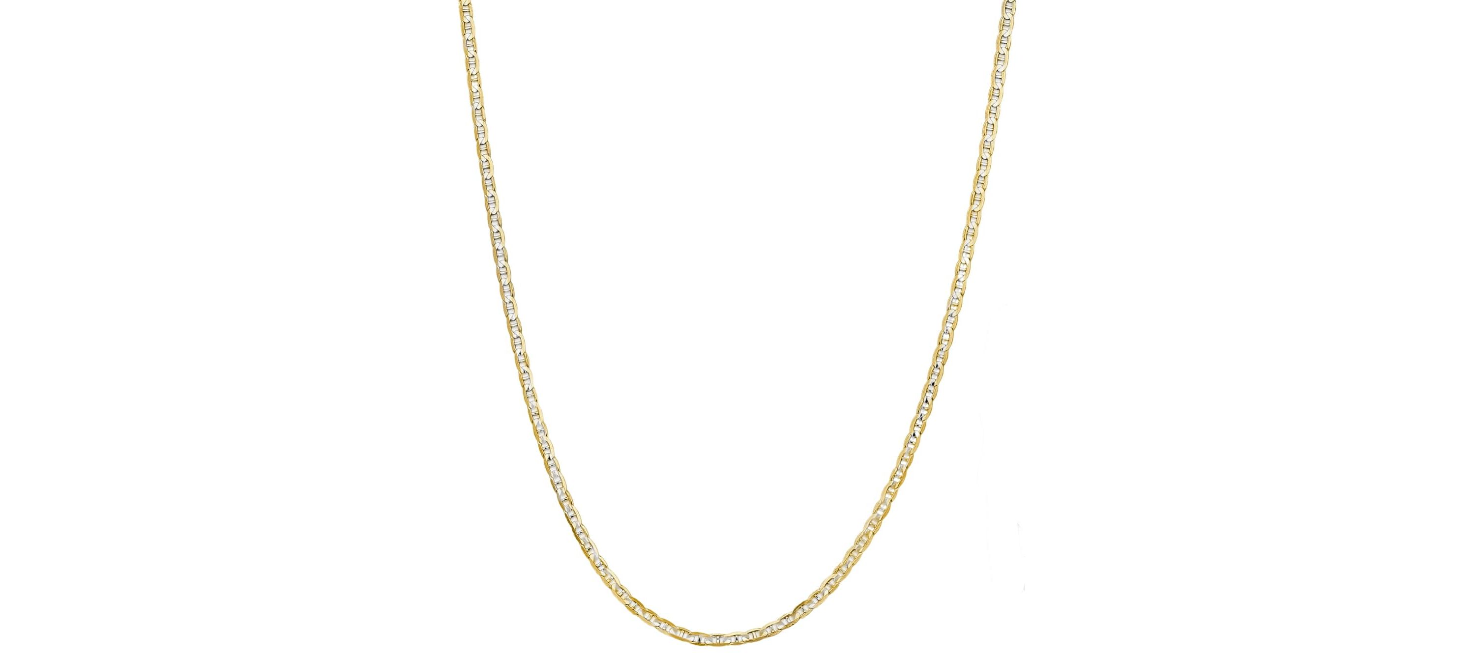 Sterling Silver 925 Mariner Link Chain 2.5MM, 24, Anchor Chain Necklace, Two Tone Italian Made Sterling Silver 925 Unisex Chain