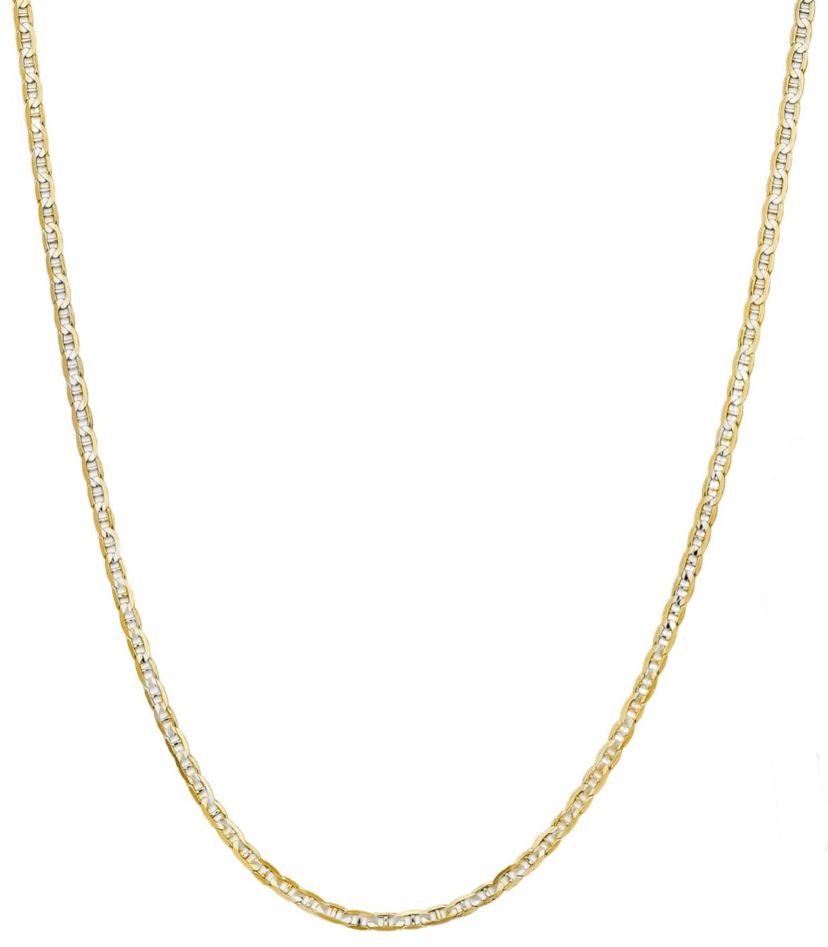 Sterling Silver 925 Mariner Link Chain 2.5MM, 24, Anchor Chain Necklace, Two Tone Italian Made Sterling Silver 925 Unisex Chain