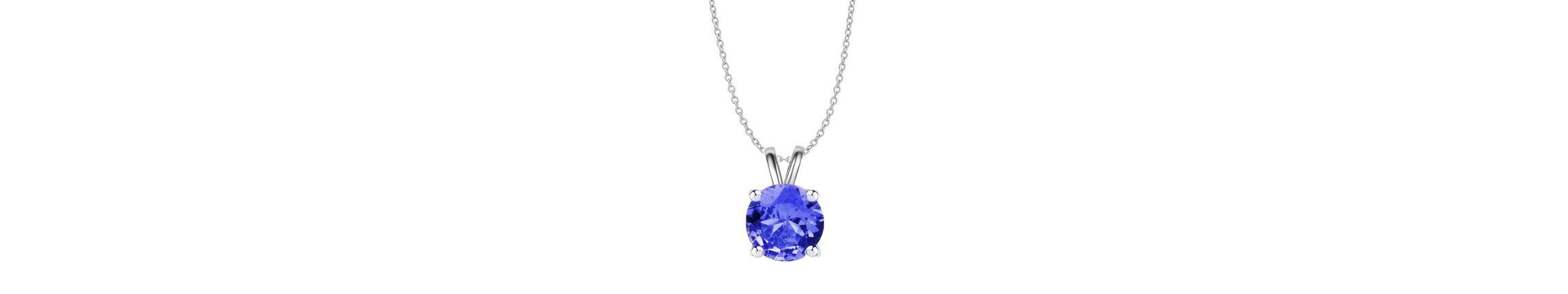 925 Sterling Silver Round Cut Created Tanzanite Necklace