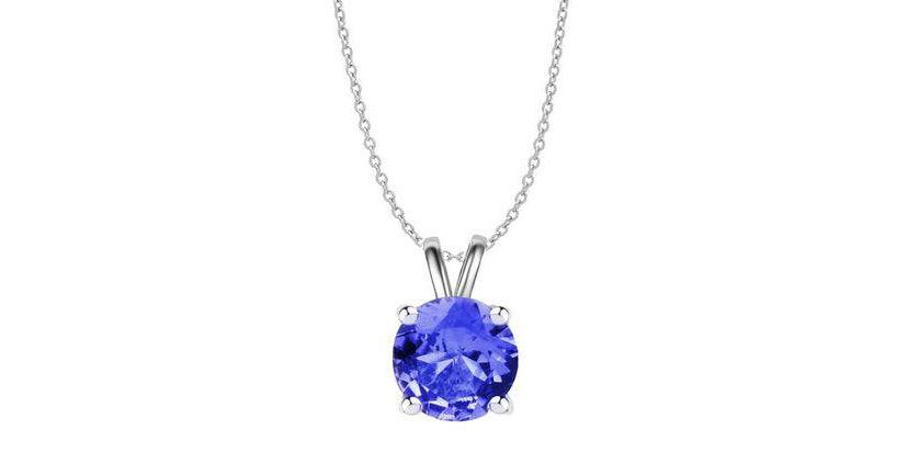 925 Sterling Silver Round Cut Created Tanzanite Necklace