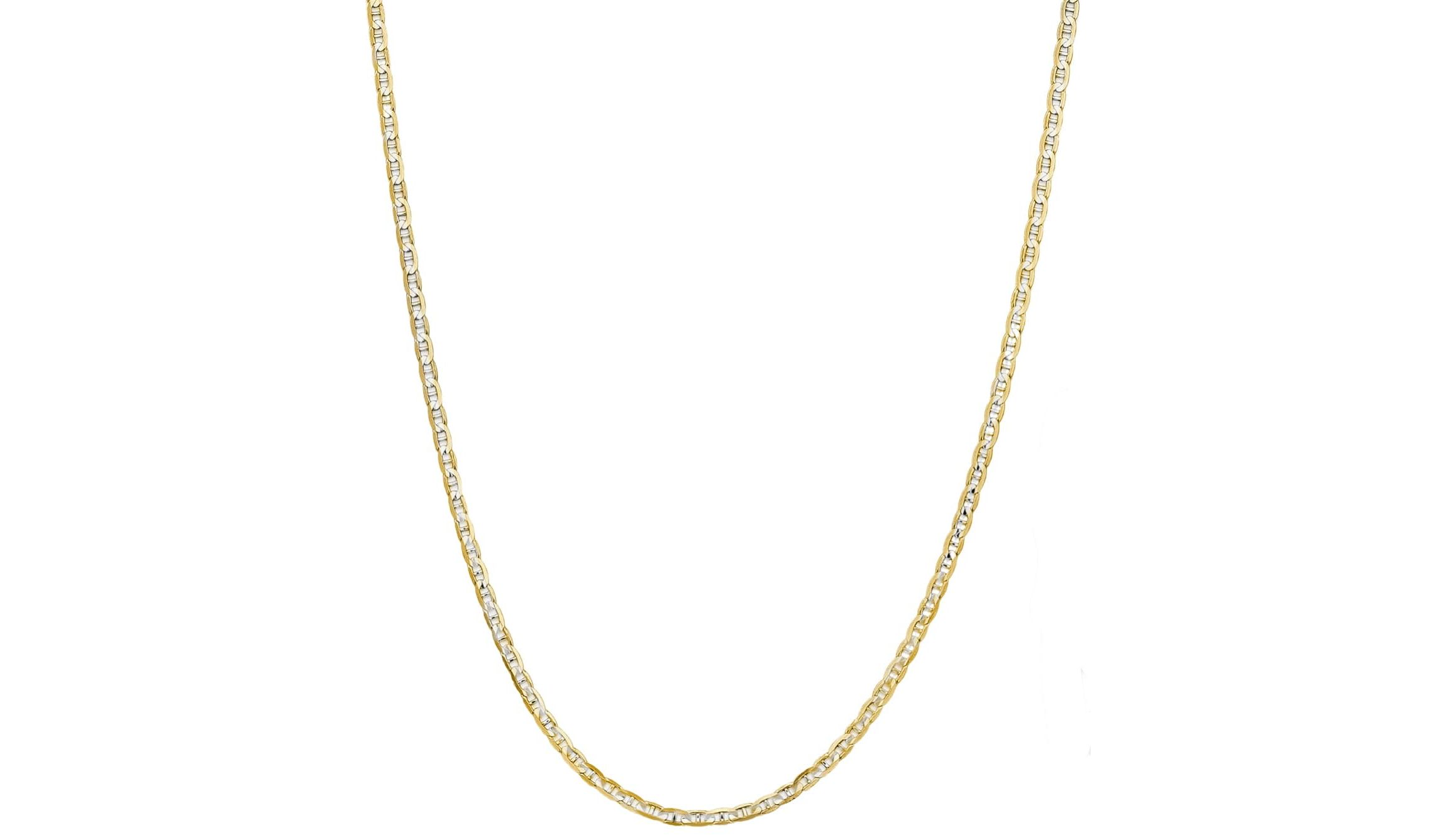 Sterling Silver 925 Mariner Link Chain 2.5MM, 18, Anchor Chain Necklace, Two Tone Italian Made Sterling Silver 925 Unisex Chain
