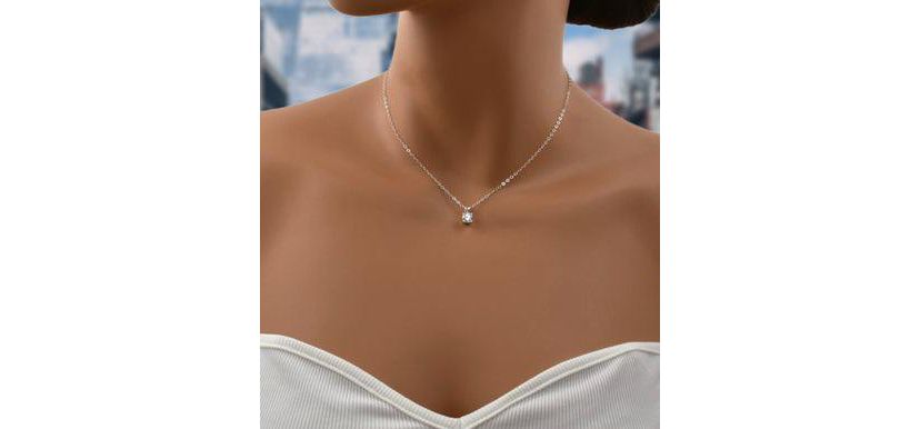 Round Cut Created White Topaz Necklace