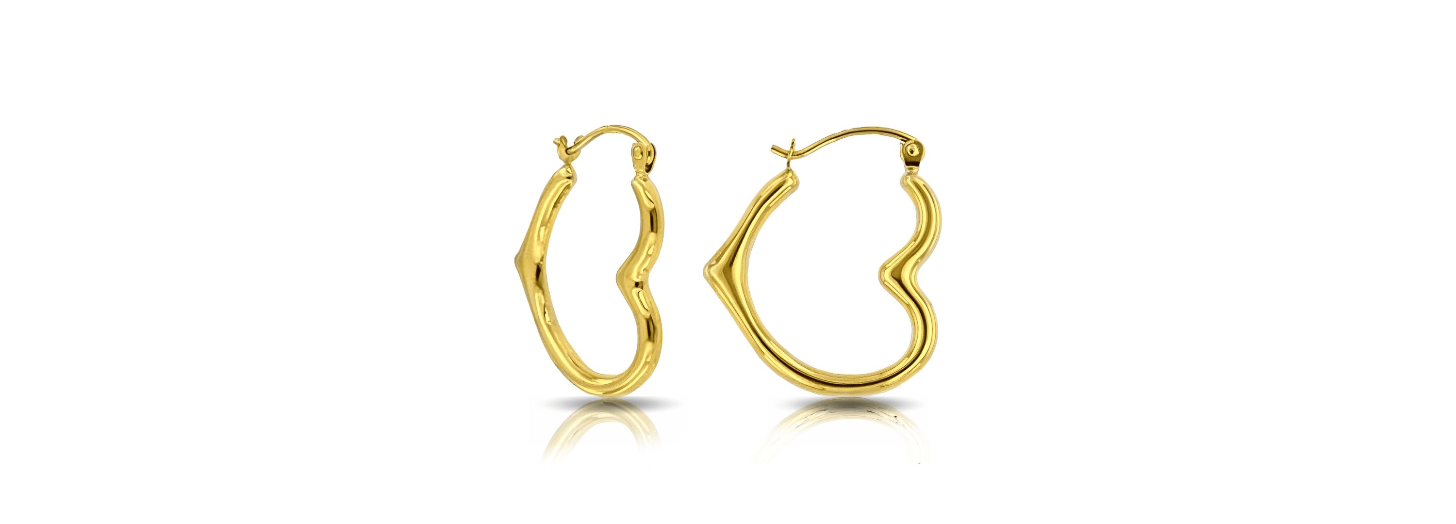 The Hanging Heart Gold Hoop Earrings