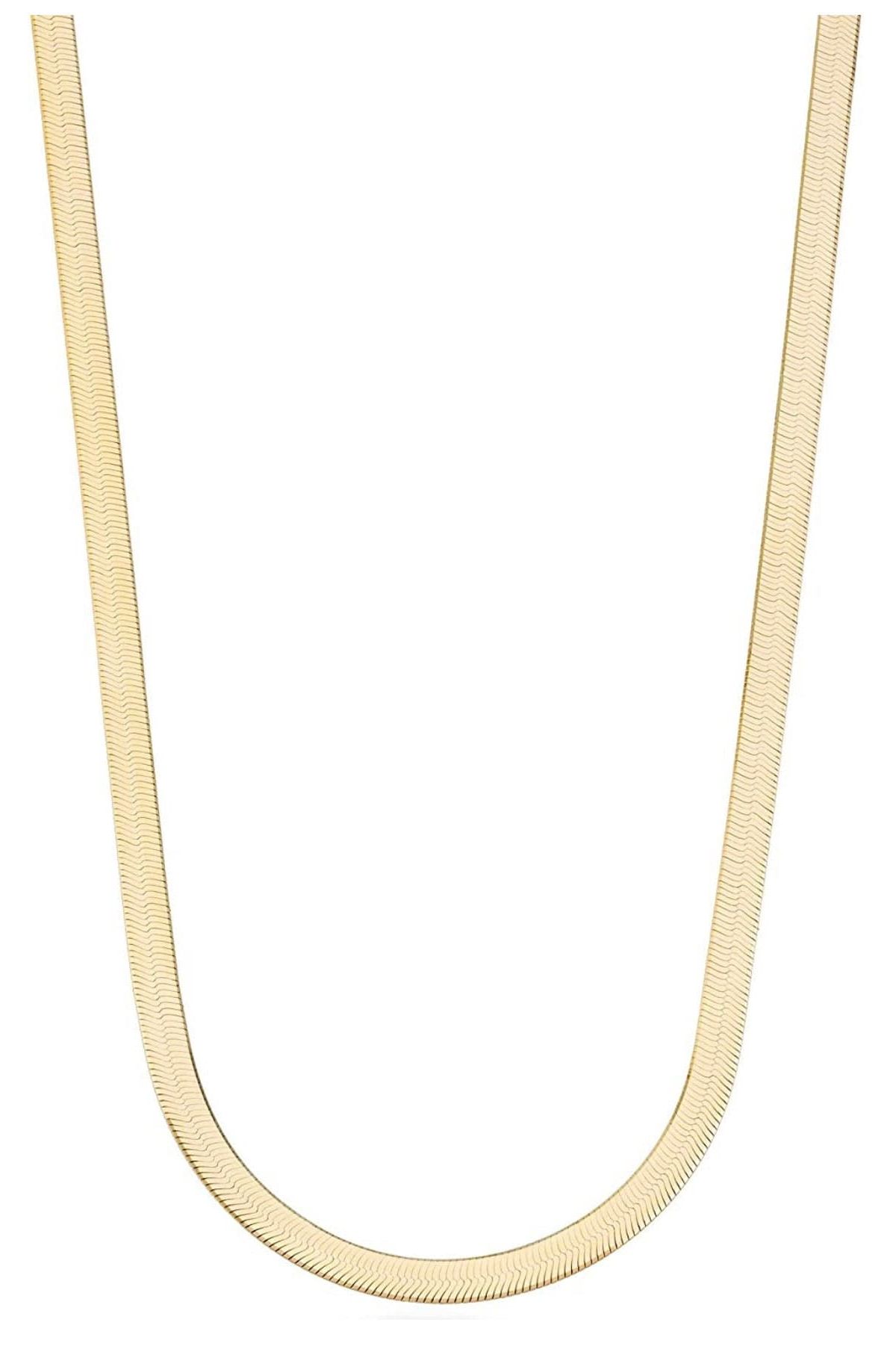 Solid Sterling Silver Yellow Gold Flashed Herringbone Necklace 18