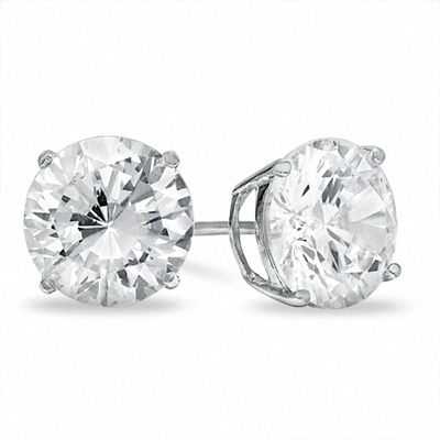 Donatello Gian Sterling Silver 10MM Round Cut Solitaire Crystal Studs