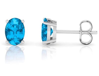 Donatello Gian Solid Sterling Silver Swiss Blue Topaz Studs