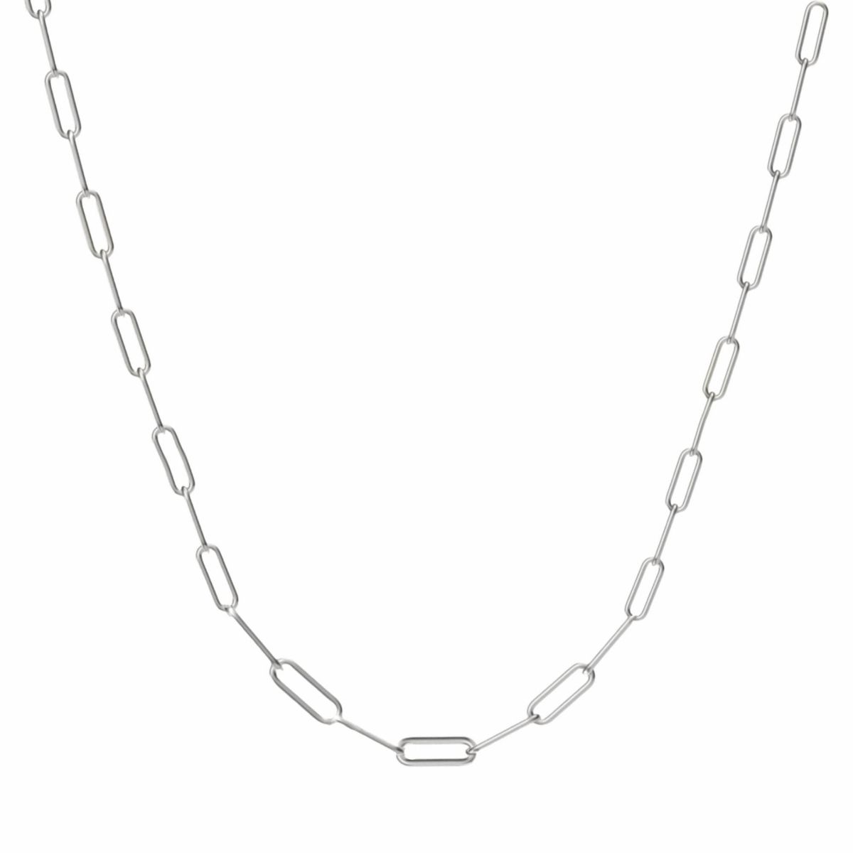 Sterling Silver Paperclip Chain Choker Necklace 16