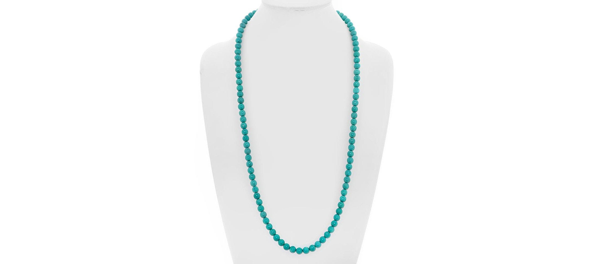 Long 30 Inch Turquoise Ball Necklace