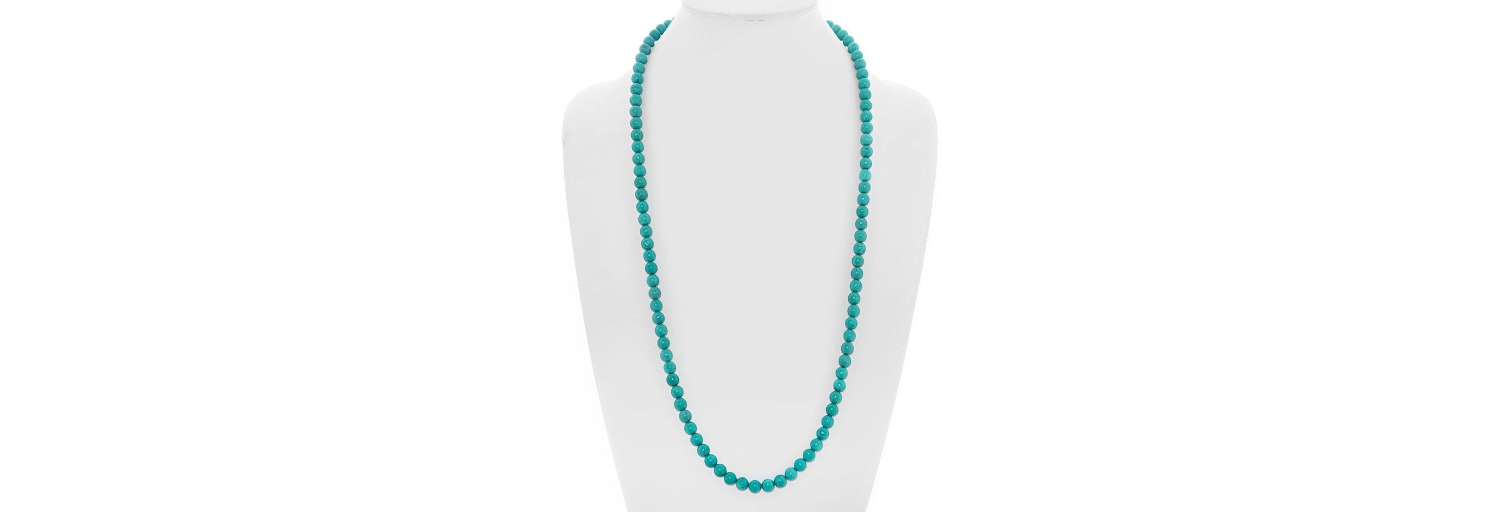 Long 30 Inch Turquoise Ball Necklace