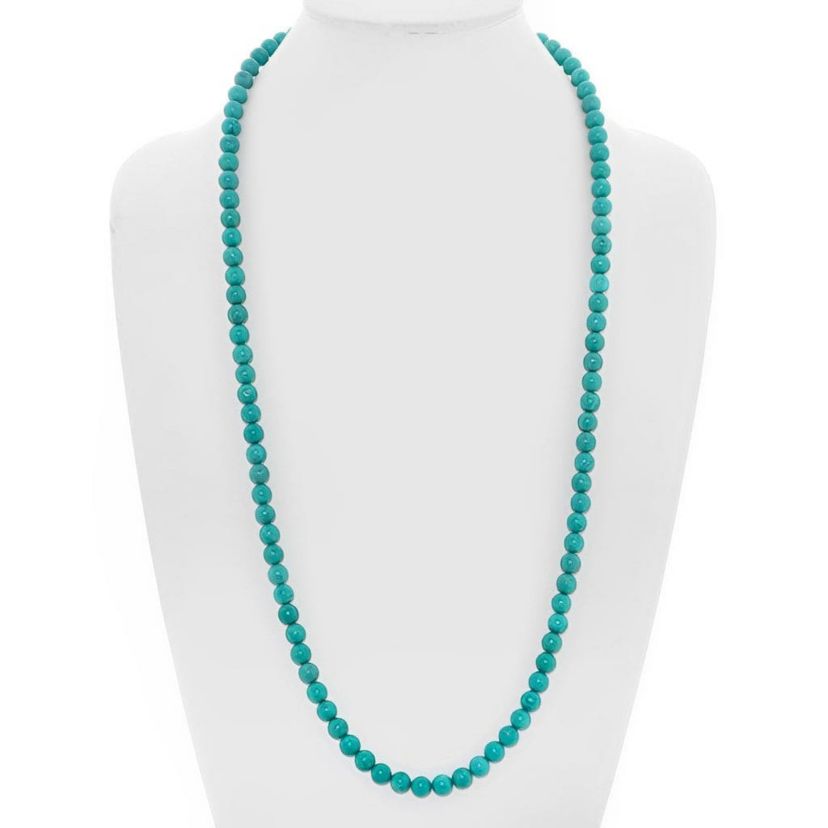 Long 30 Inch Turquoise Ball Necklace