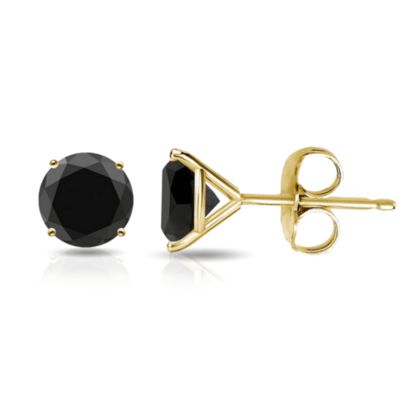Donatello Gian Solid 14K Yellow Gold 5MM Black Round Cut Studs