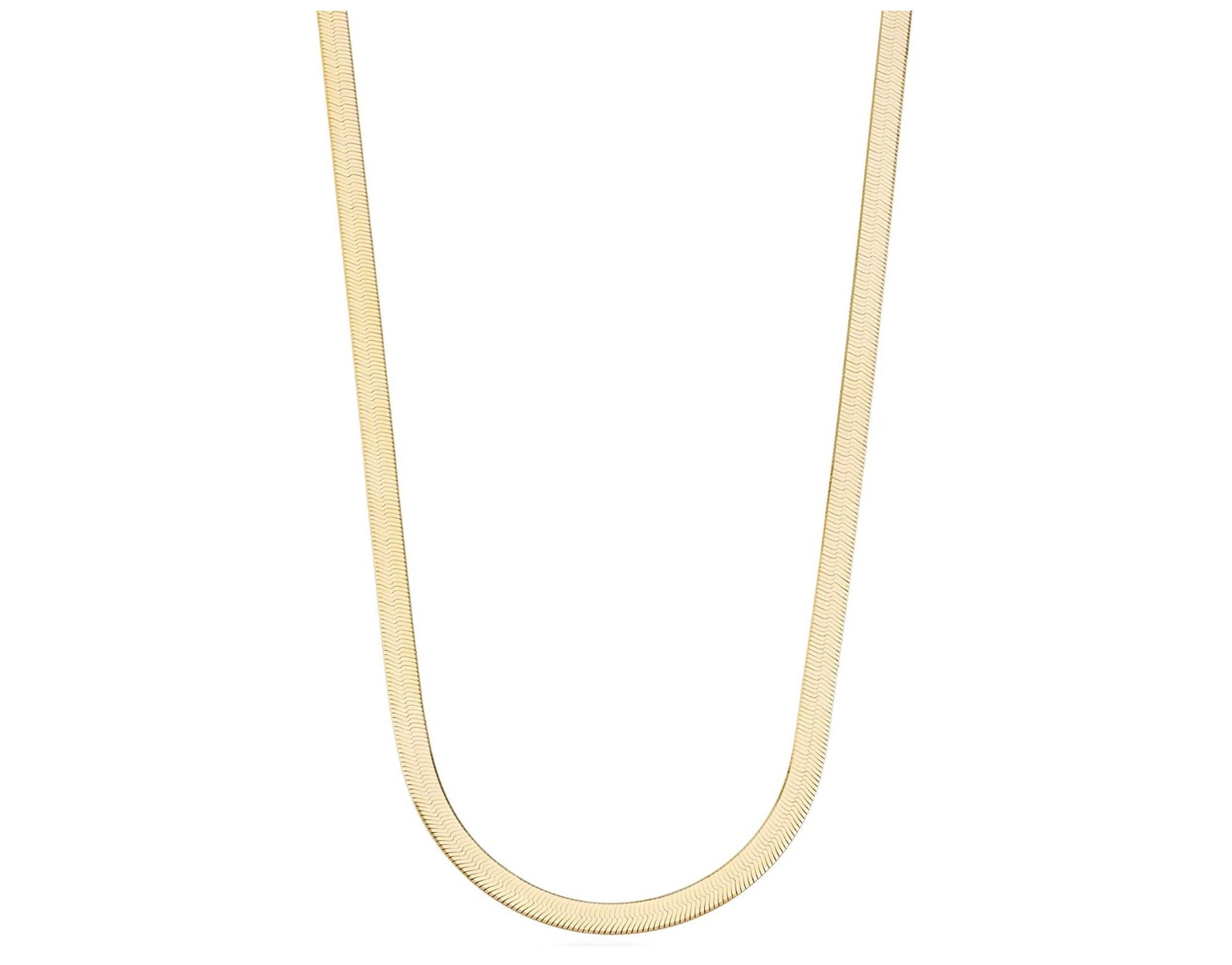 Solid Sterling Silver Yellow Gold Flashed Herringbone Necklace 20