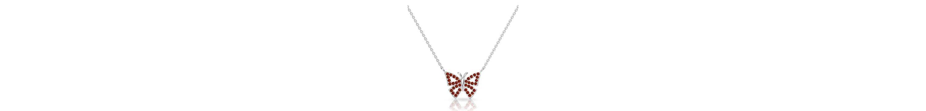 Created Red Ruby Butterfly Pendant Necklace