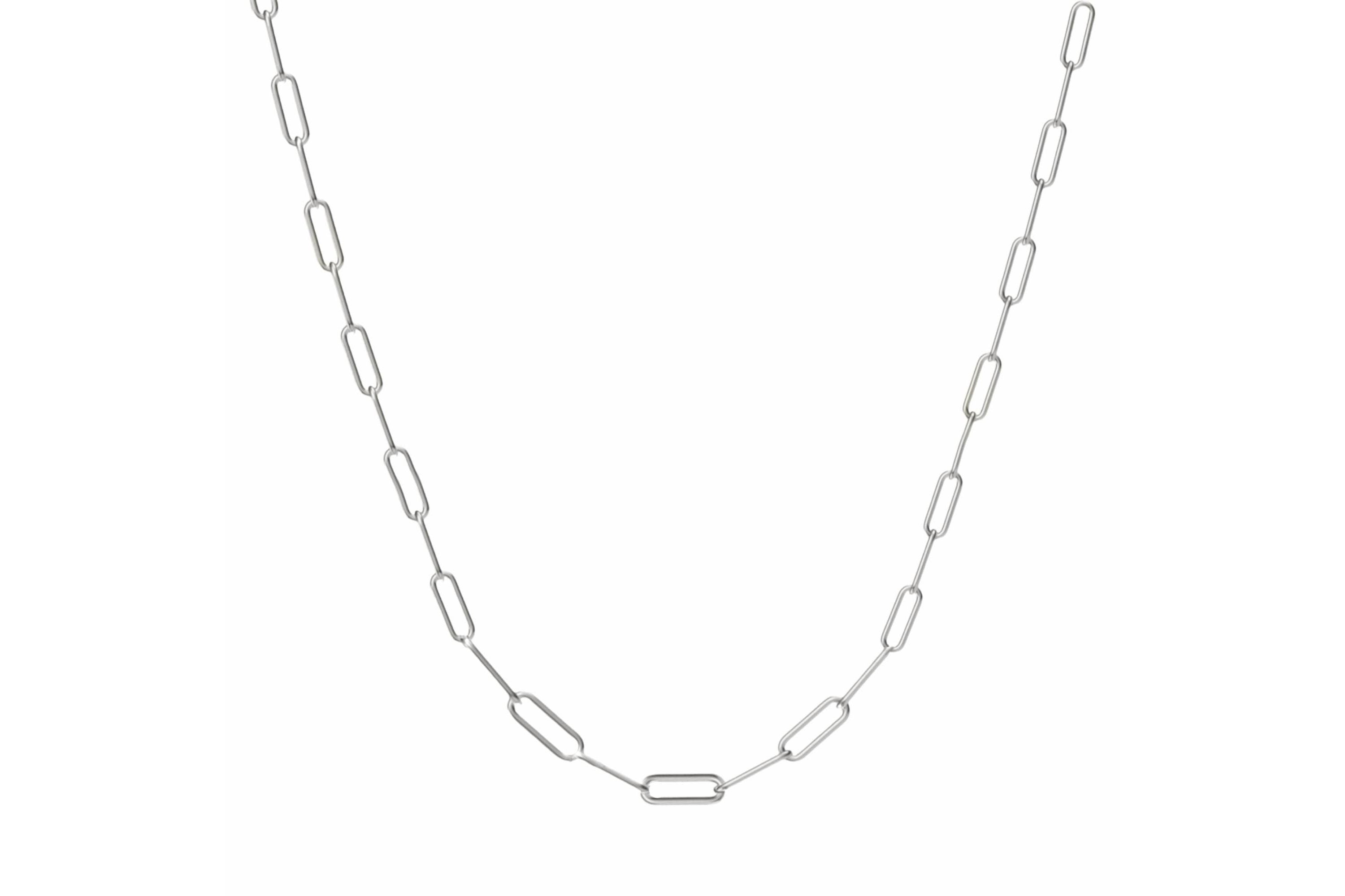Sterling Silver Paperclip Chain Choker Necklace 18
