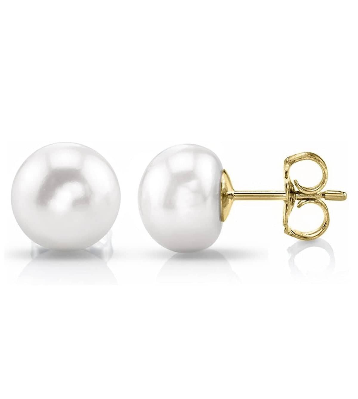 Solid 14K Yellow Gold Freshwater Pearl Studs