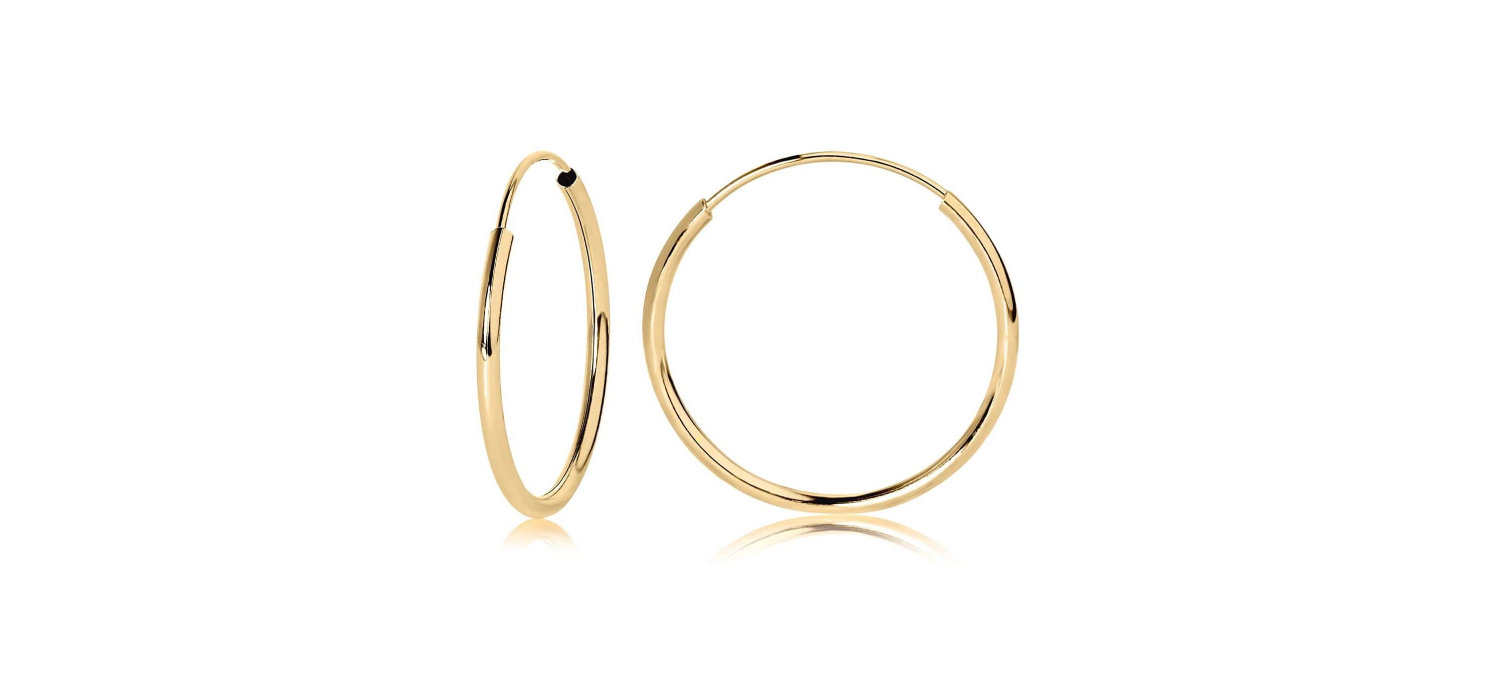 14K Yellow Gold Small Endless Hoop Earrings 12mm