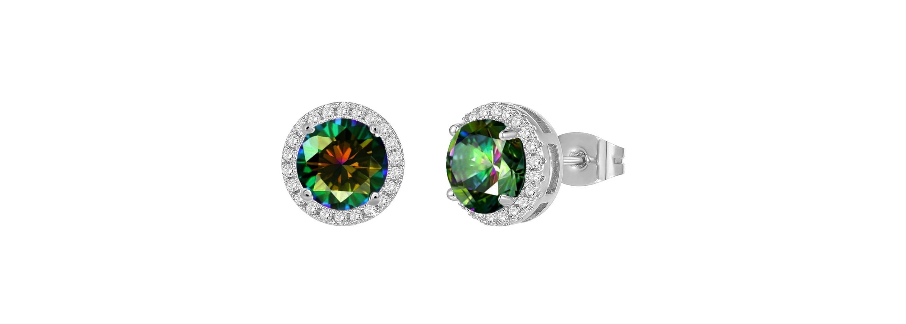 925 Sterling Silver Mystic Topaz  Halo Earrings