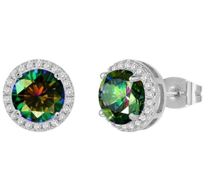 925 Sterling Silver Mystic Topaz  Halo Earrings