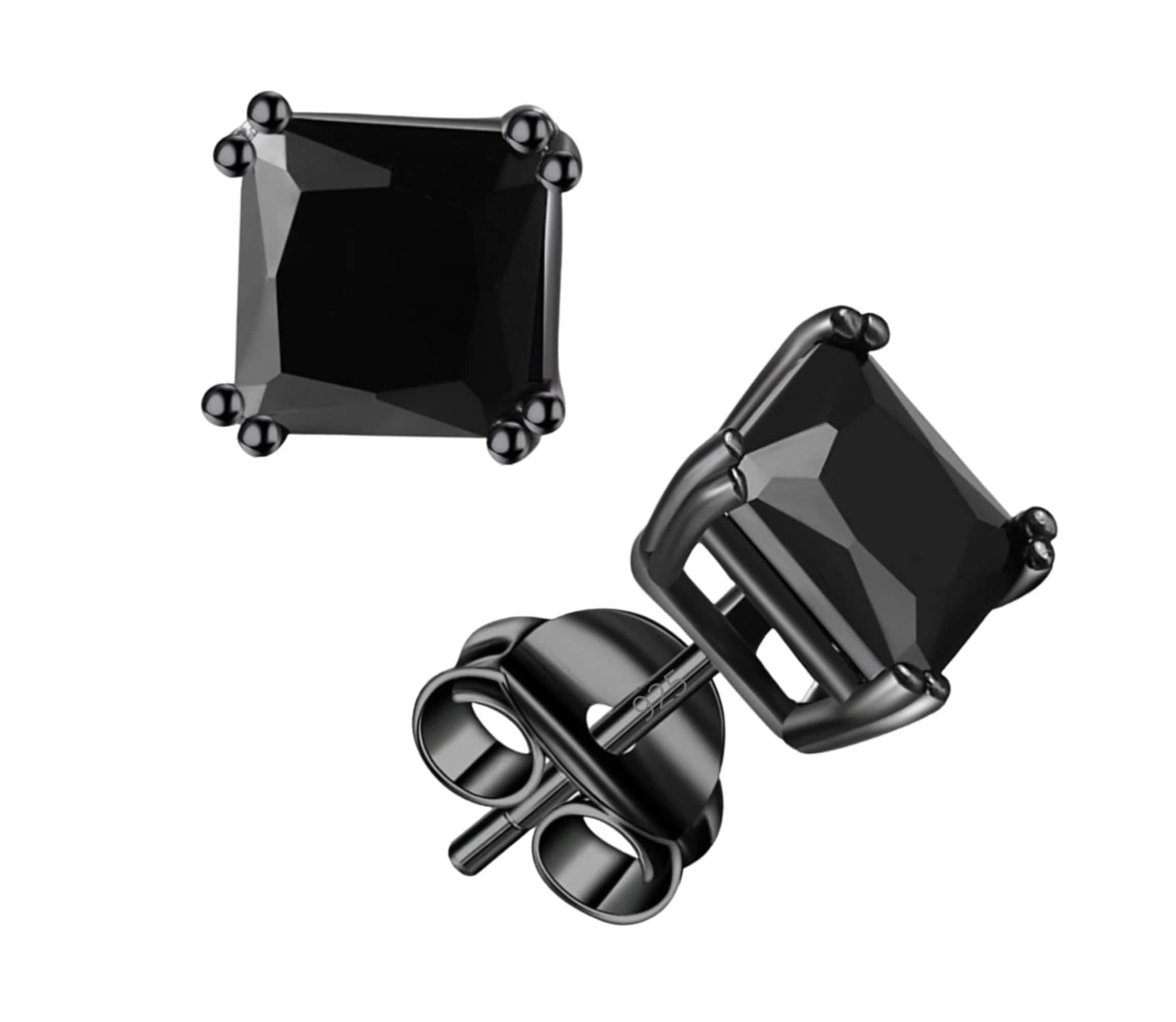 The Black Out Sterling Silver 6MM Square Studs