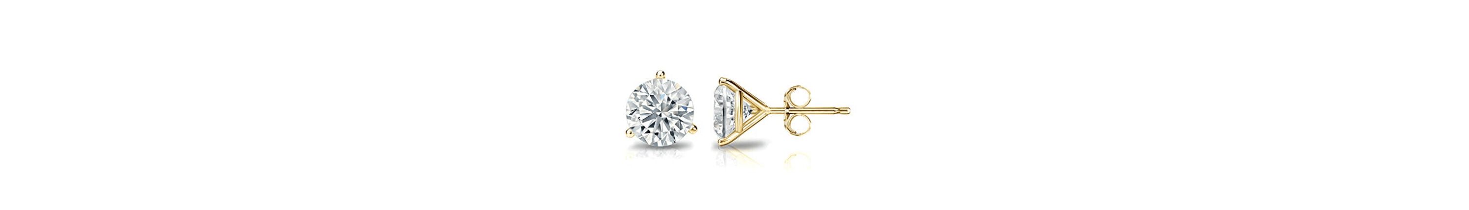 14K Gold 4MM Round Cut Crystal Studs Gold