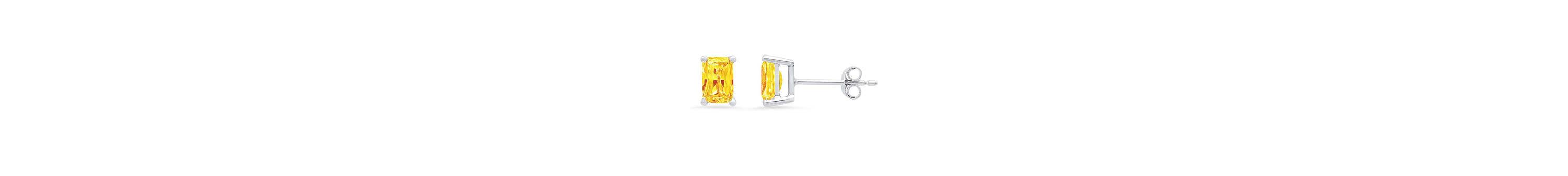 Lemon Quartz Emerald Cut Studs Earrings