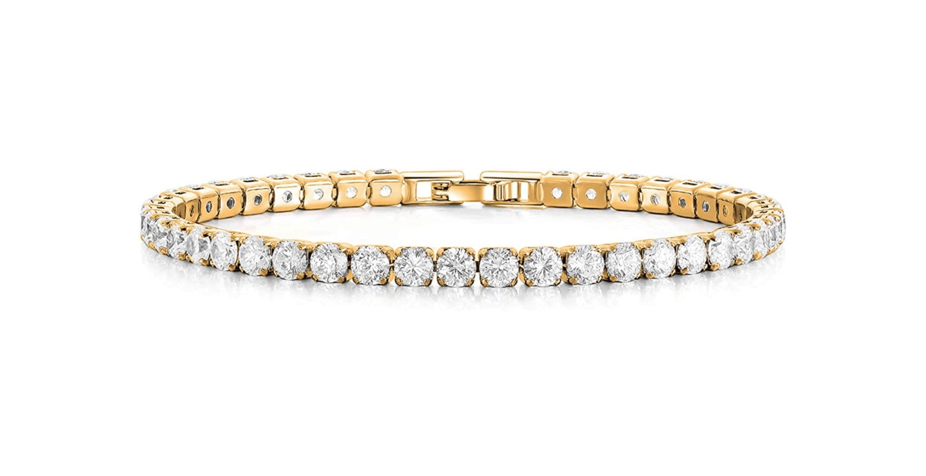 Created White Topaz Tennis Bracelet gold