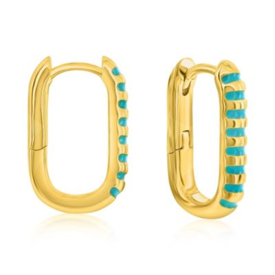 Donatello Gian Turquoise Striped Gold Hoop Earrings