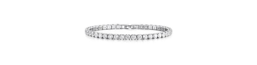 Touch Of Elegance White Gold Flashed Round Tennis Bracelet