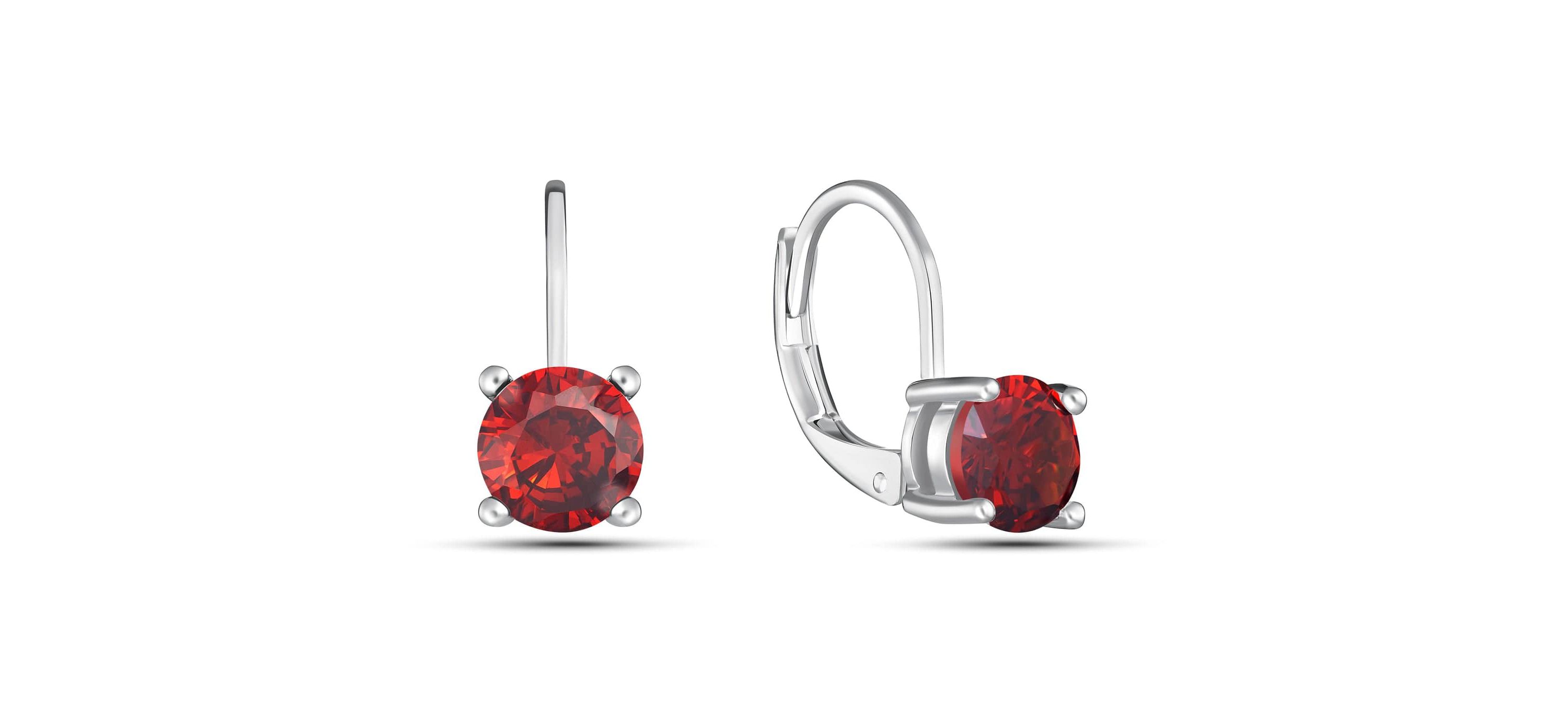 Created Round LeverBack Earrings red