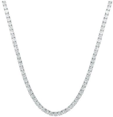 Donatello Gian 14K White Gold Plated Round Tennis Necklace 3MM, 16 Inch, Crystal Tennis Necklace, Choker Necklace For Men And Women