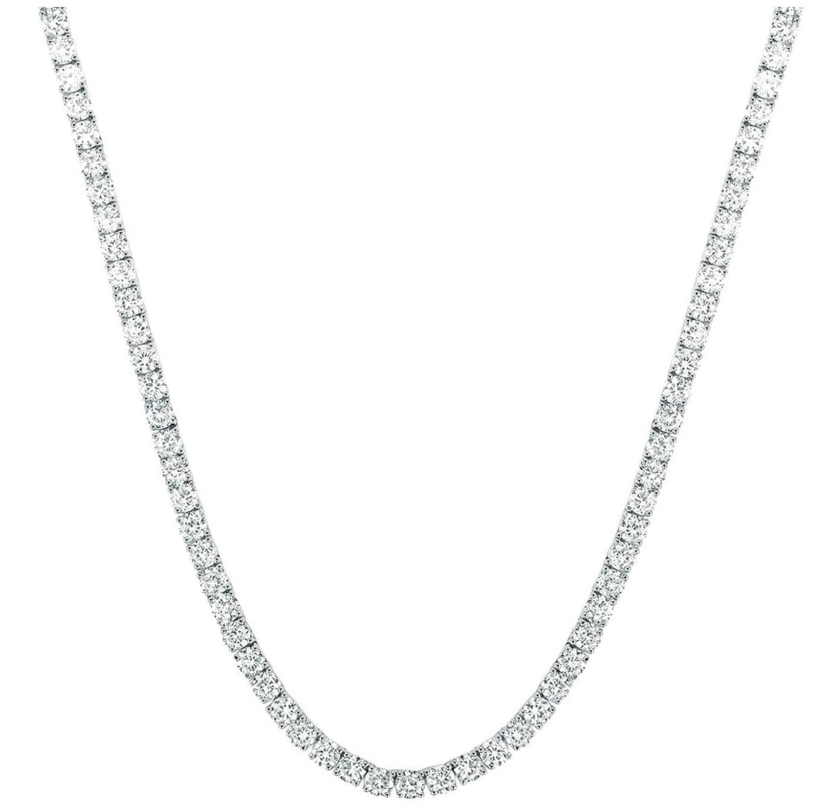 14K White Gold Plated Round Tennis Necklace 3MM, 16 Inch, Crystal Tennis Necklace, Choker Necklace For Men And Women
