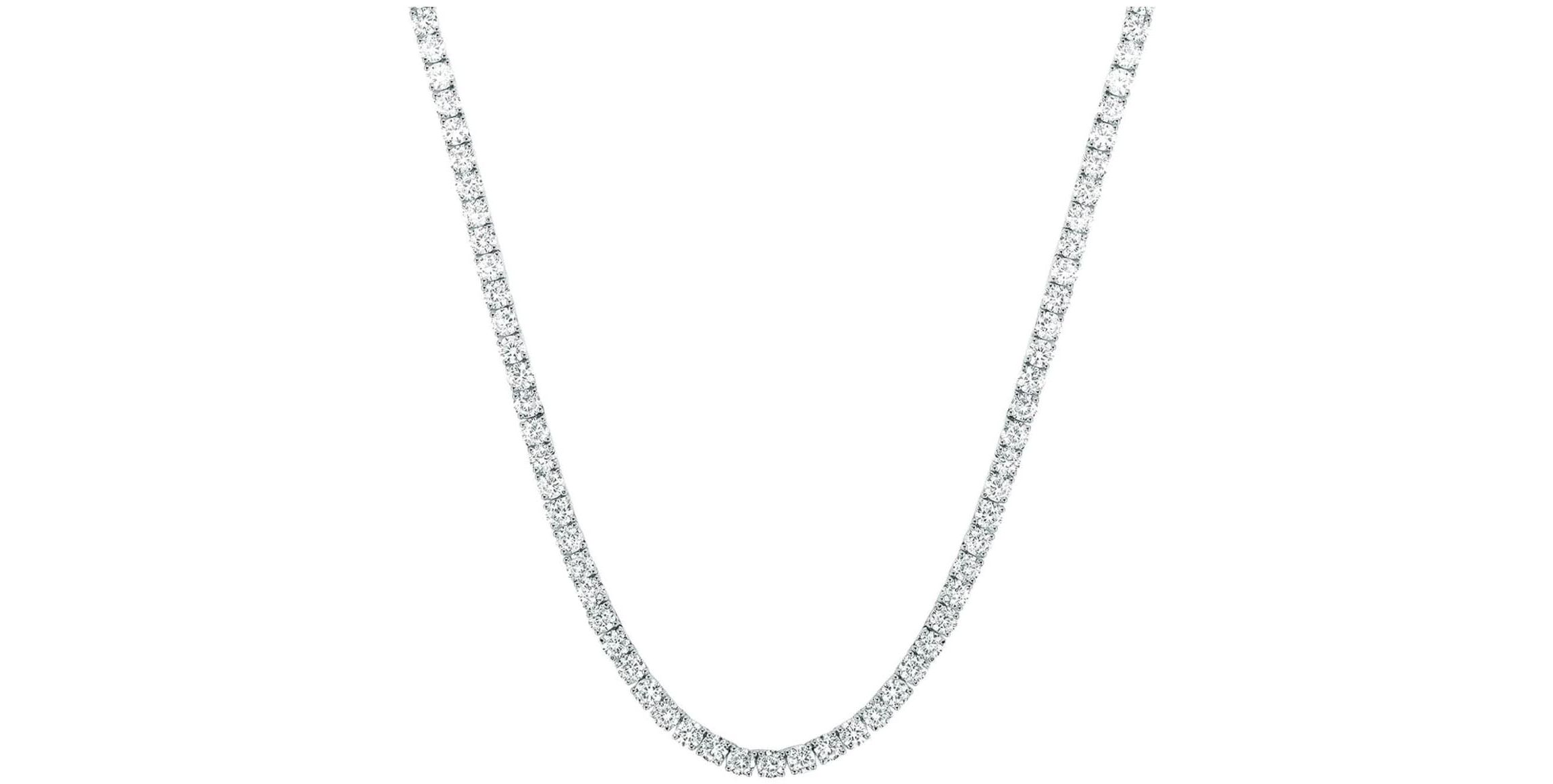 14K White Gold Plated Round Tennis Necklace 3MM, 16 Inch, Crystal Tennis Necklace, Choker Necklace For Men And Women
