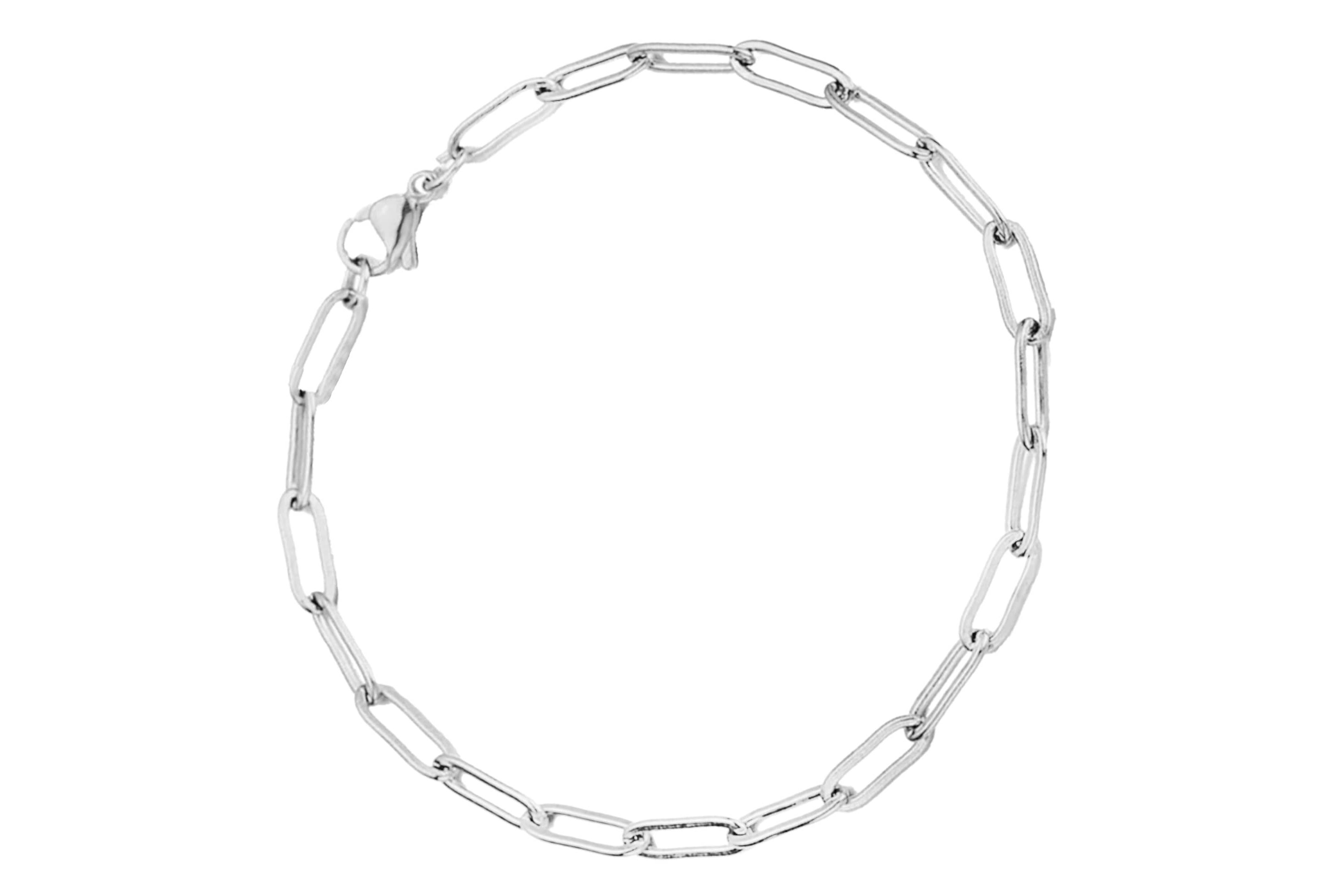 925 Sterling Silver Paper Clip Anklet