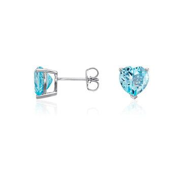 Donatello Gian 925 Sterling Silver Swiss Blue Heart Cut Studs
