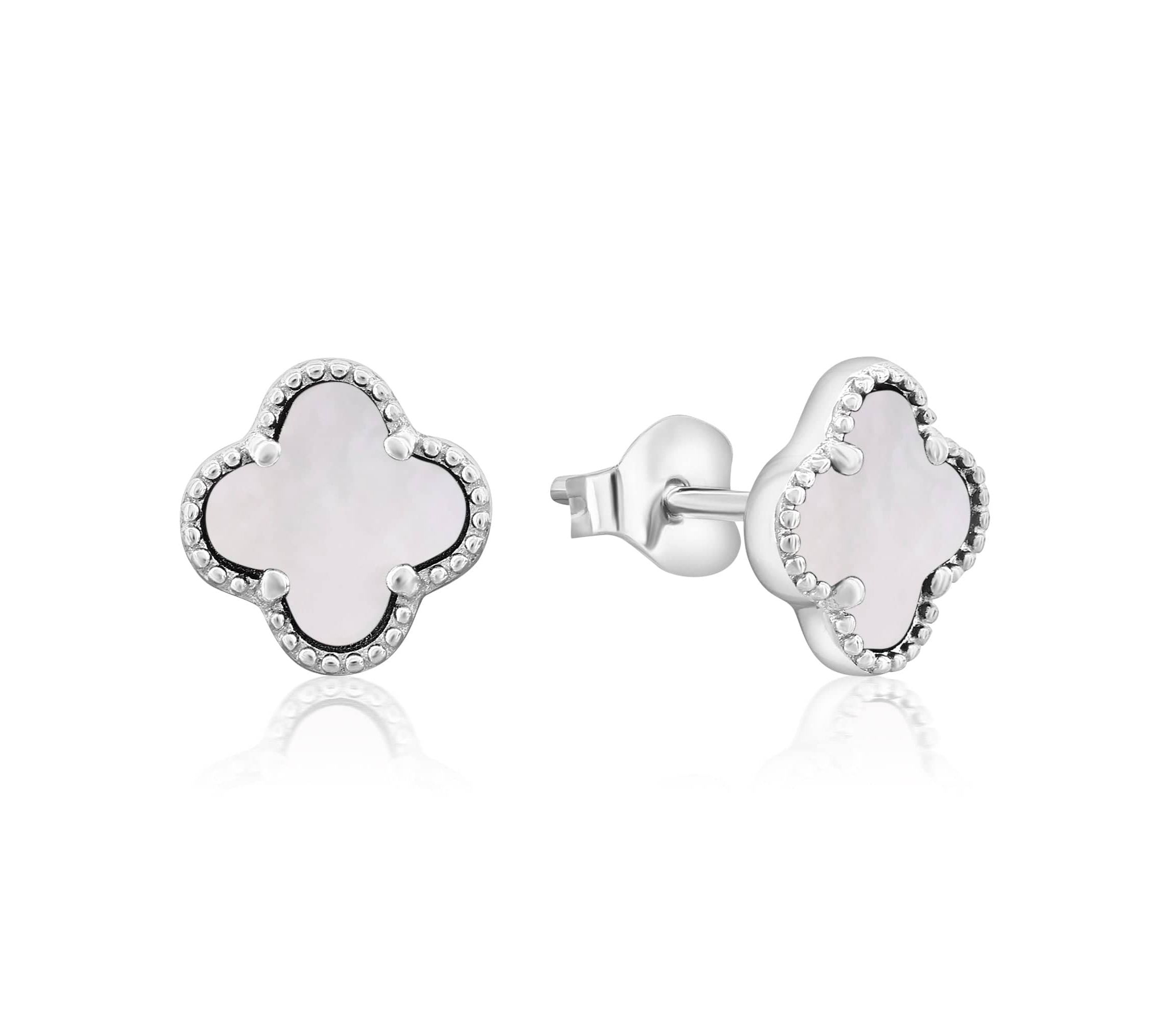 Solid 925 Sterling Silver Mother Of Pearl Studs