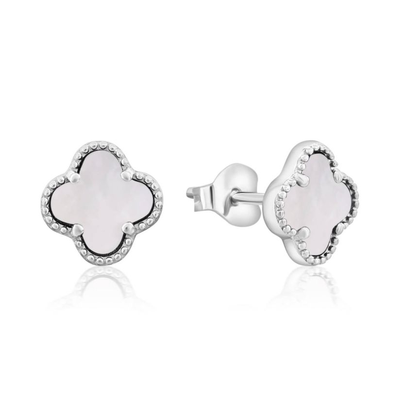 Solid 925 Sterling Silver Mother Of Pearl Studs