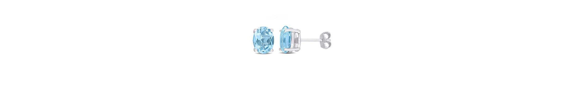 925 Sterling Silver Swiss Blue Topaz Gemstone Earrings