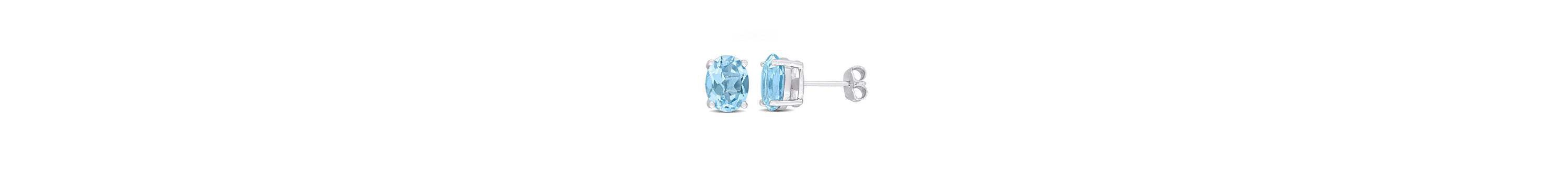 925 Sterling Silver Swiss Blue Topaz Gemstone Earrings