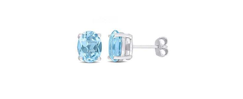 925 Sterling Silver Swiss Blue Topaz Gemstone Earrings