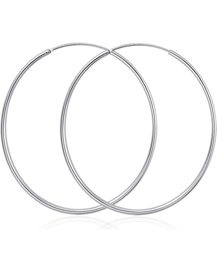 925 Sterling Silver Endless Hoop Earring 50mm