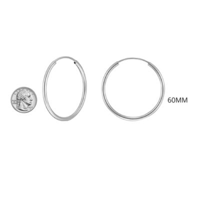Donatello Gian 925 Sterling Silver Endless Hoop Earrings All Size Options 60MM