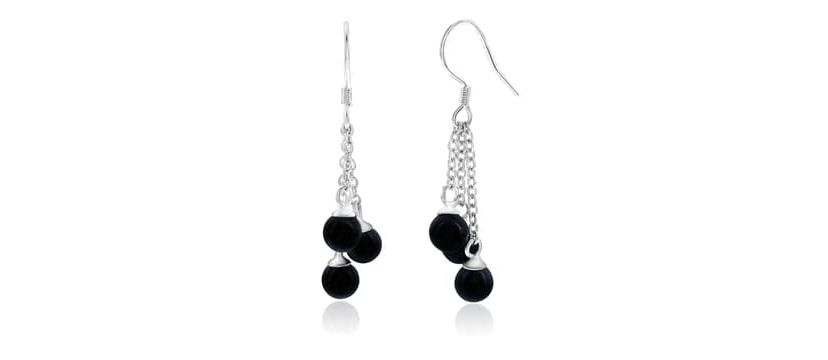 925 Sterling Silver Black Shell Pearl Earrings