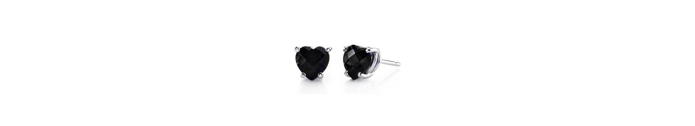 925 Sterling Silver Black Stud Earrings For Men And Women heart