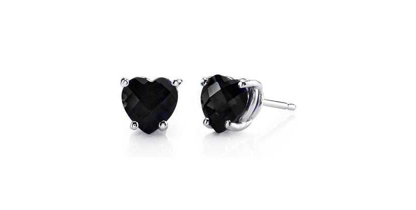 925 Sterling Silver Black Stud Earrings For Men And Women heart