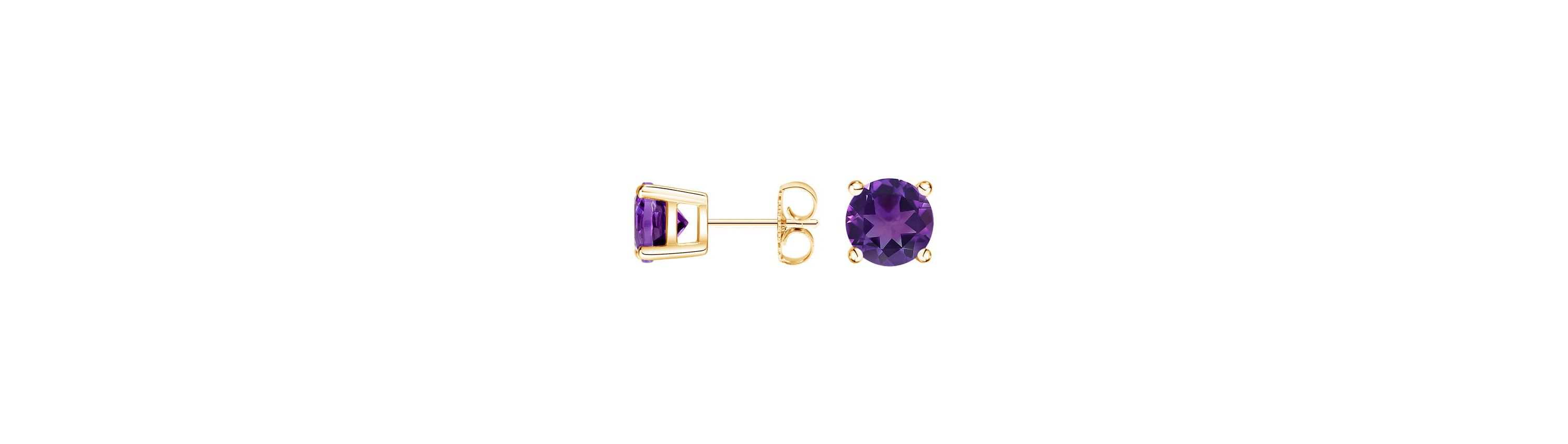 14k Gold Over 925 Sterling Silver Amethyst Stud Earrings