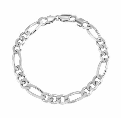 Donatello Gian Chain Link Bracelet, 925 Sterling Silver Figaro Link Chain Bracelet, Unisex, Italian Made Sterling Silver, Thick 8MM 8 Inch Bracelet