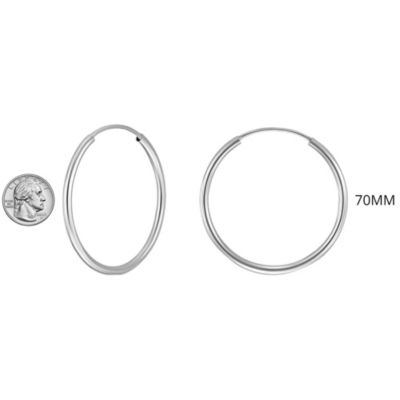 Donatello Gian 925 Sterling Silver Endless Hoop Earrings All Size Options 70MM