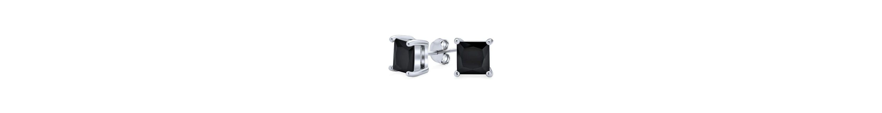 925 Sterling Silver Black Stud Earrings For Men And Women square