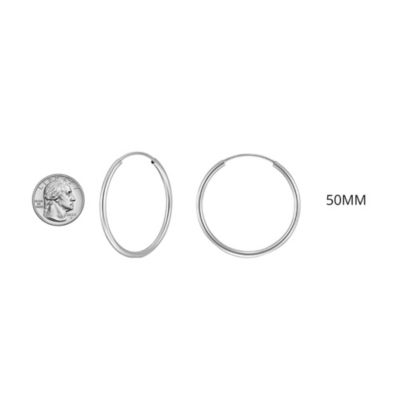 Donatello Gian 925 Sterling Silver Endless Hoop Earrings All Size Options 50MM