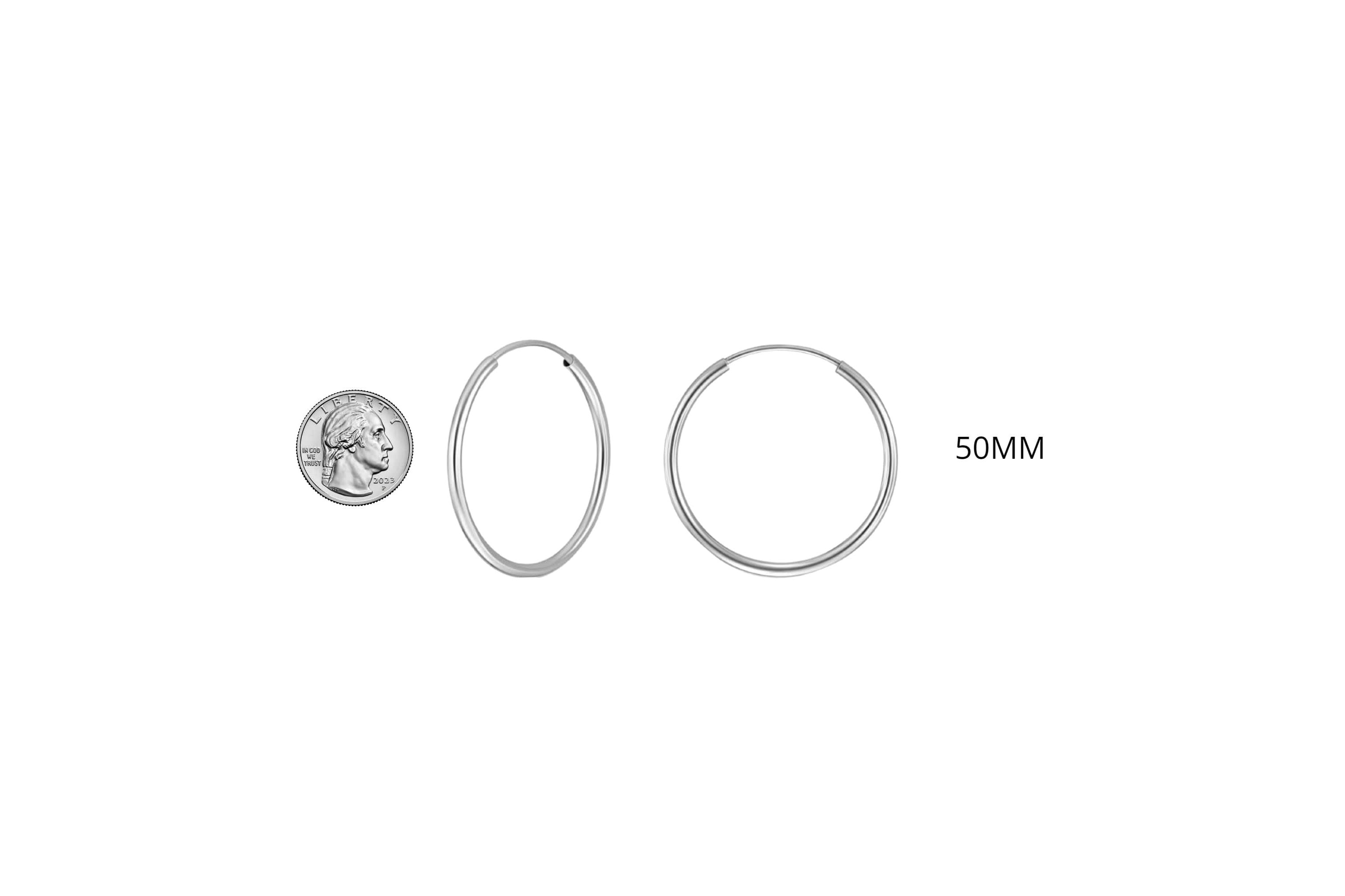 925 Sterling Silver Endless Hoop Earrings All Size Options 50MM